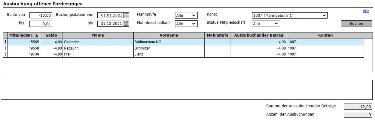 Ausbuchung
