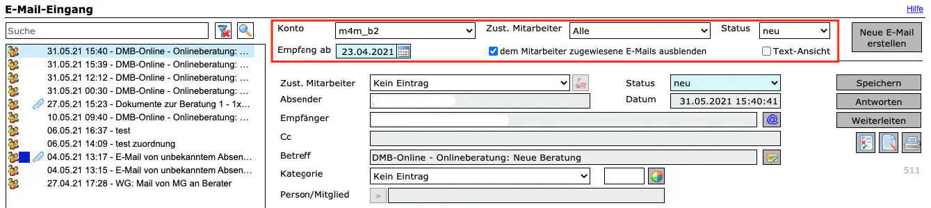 E-Mail-Eingang