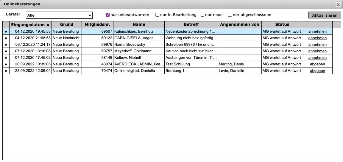 Onlineberatungen